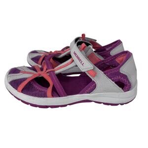 Merrell Dragonfly Fisherman Sandals MK166805 Grey/Coral Kids‎ Girls Size 04.0M